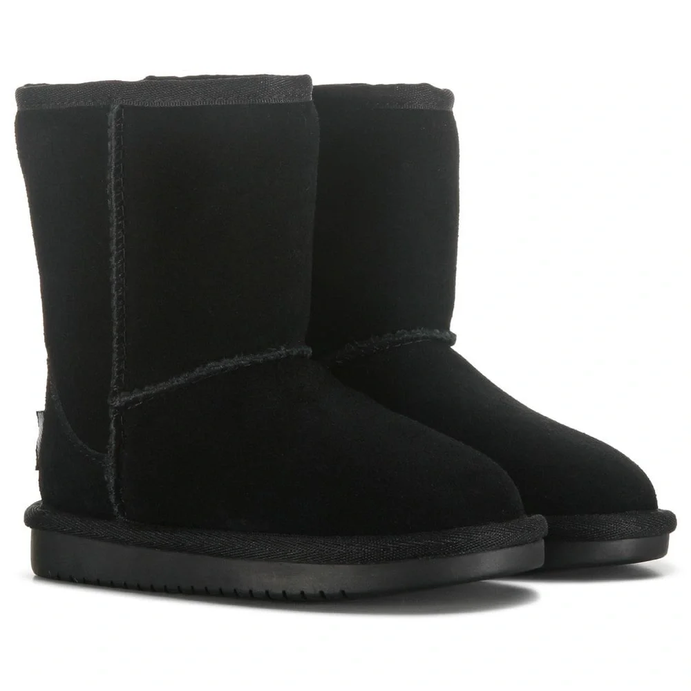 NWOT Koolaburra Toddler Black Short Suede winter Ugg Boots w faux fur lining 5 - Picture 3 of 9